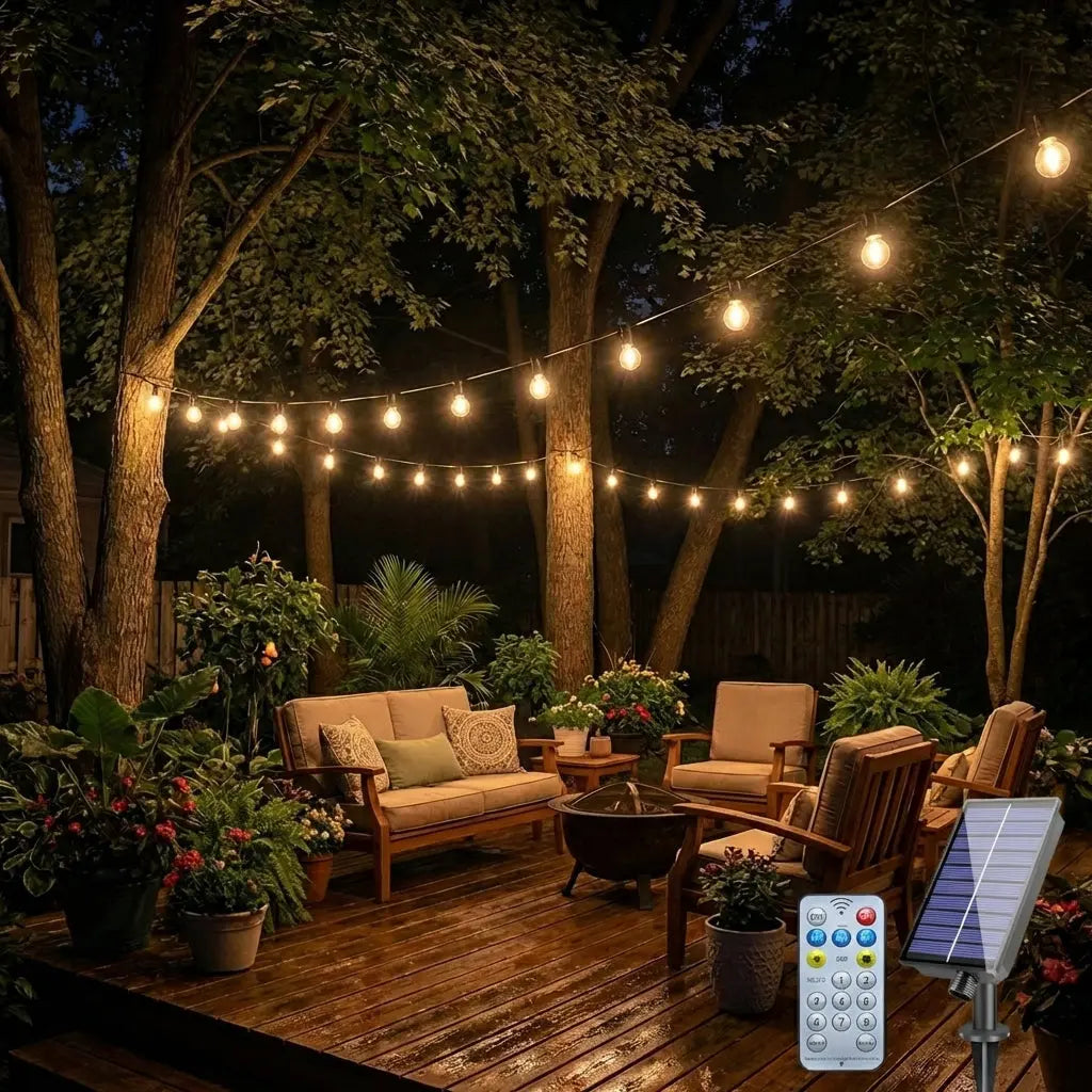 Solar String Lights - Waterproof Shatterproof Globe Bulbs | Outdoor Light Foryuni