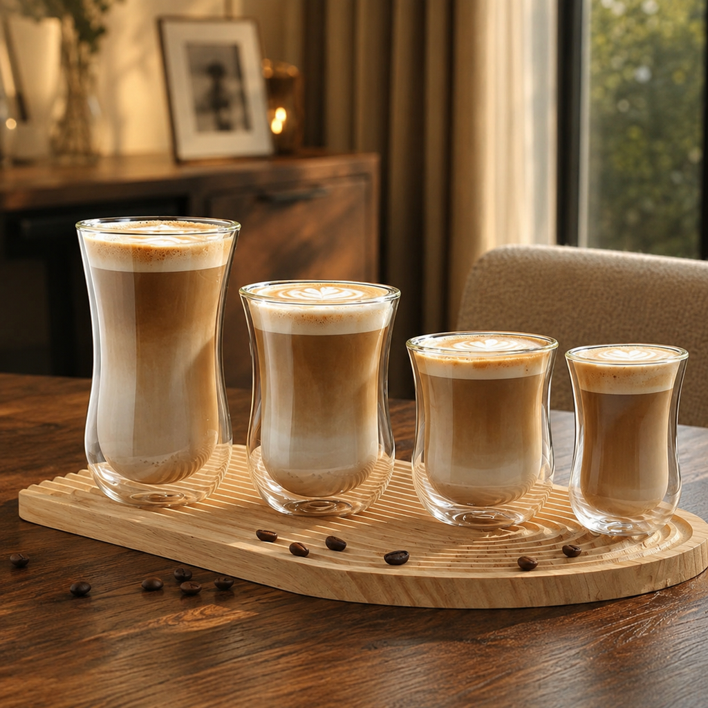 Transparent Double Wall Coffee Glass  (90/200/260/330ml) Foryuni