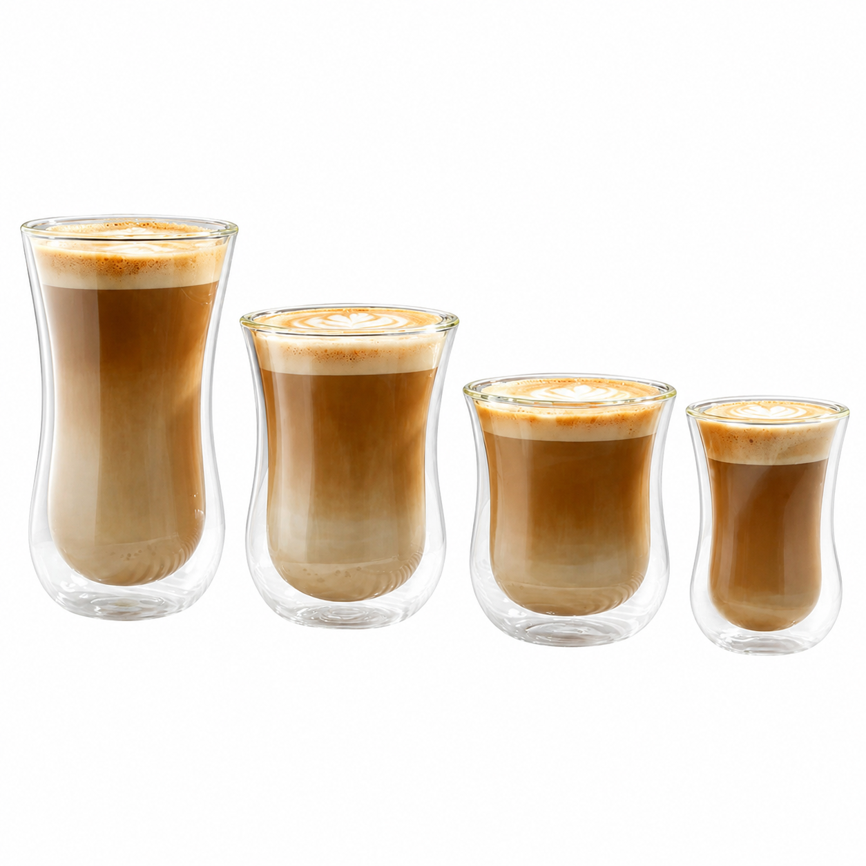 Transparent Double Wall Coffee Glass  (90/200/260/330ml) Foryuni