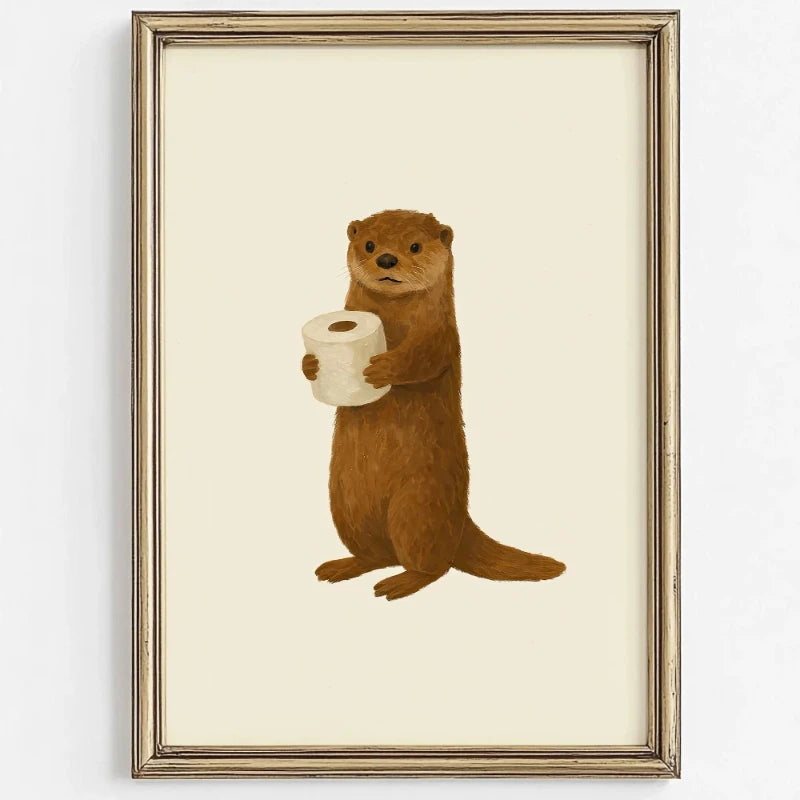 Animal Bathroom Wall Art Print — Funny Poster, Unframed