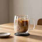  Double Wall Glass Coffee Cup with Handle – Insulated Clear Tea & Espresso Mug