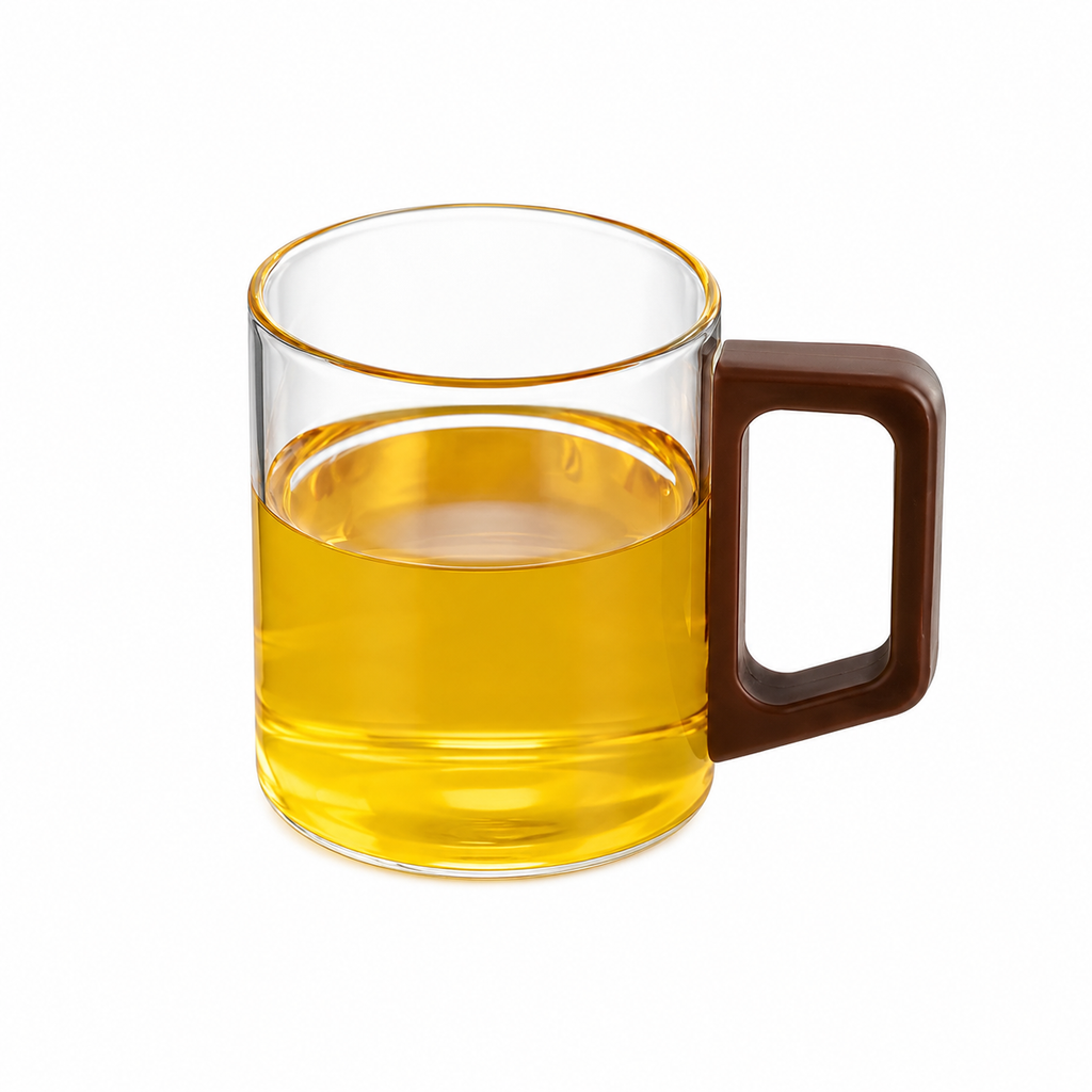 Heat Resistant Glass Mug with Walnut Handle With White Background 1