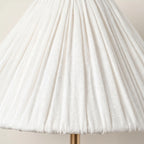 Pleated Fabric Wall Sconce – Brass Arm Wall Light with White Gathered Shade details 