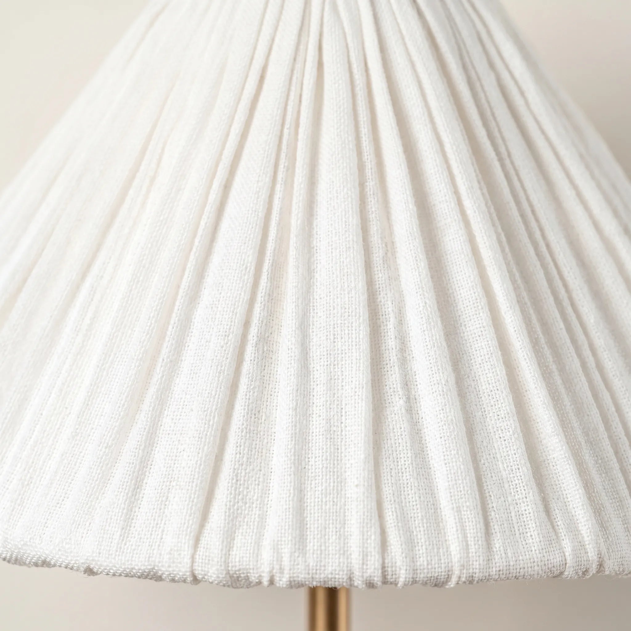 Pleated Fabric Wall Sconce – Brass Arm Wall Light with White Gathered Shade details 