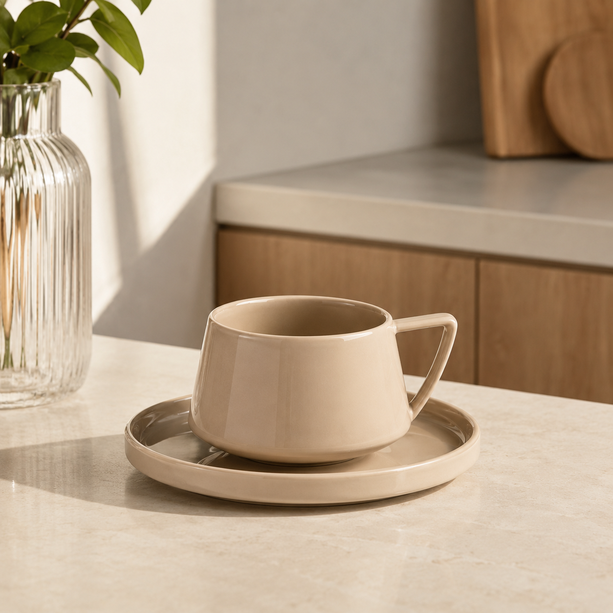 Minimalist Ceramic Coffee Cup & Saucer Set_4