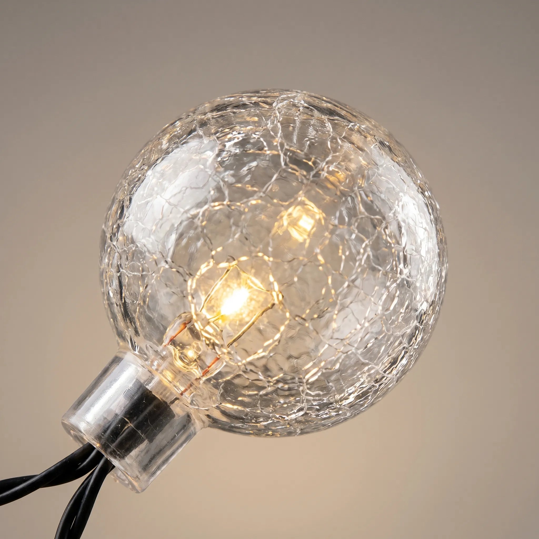 Closeup of the string light bulb in unique design.