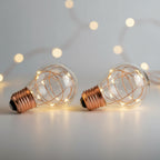 Solar String Lights — Hemp Rope Cord, Edison Bulb Style, 8 Modes