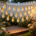 Solar String Lights — Hemp Rope Cord, Edison Bulb Style, 8 Modes