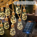 Solar String Lights — Hemp Rope Cord, Edison Bulb Style, 8 Modes