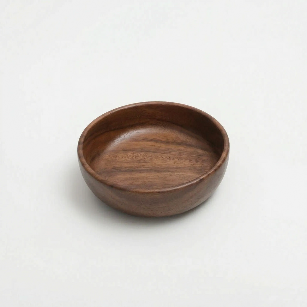 Solid Small Wood Serving Bowl – Natural Walnut Bowl in a nice white studio. 