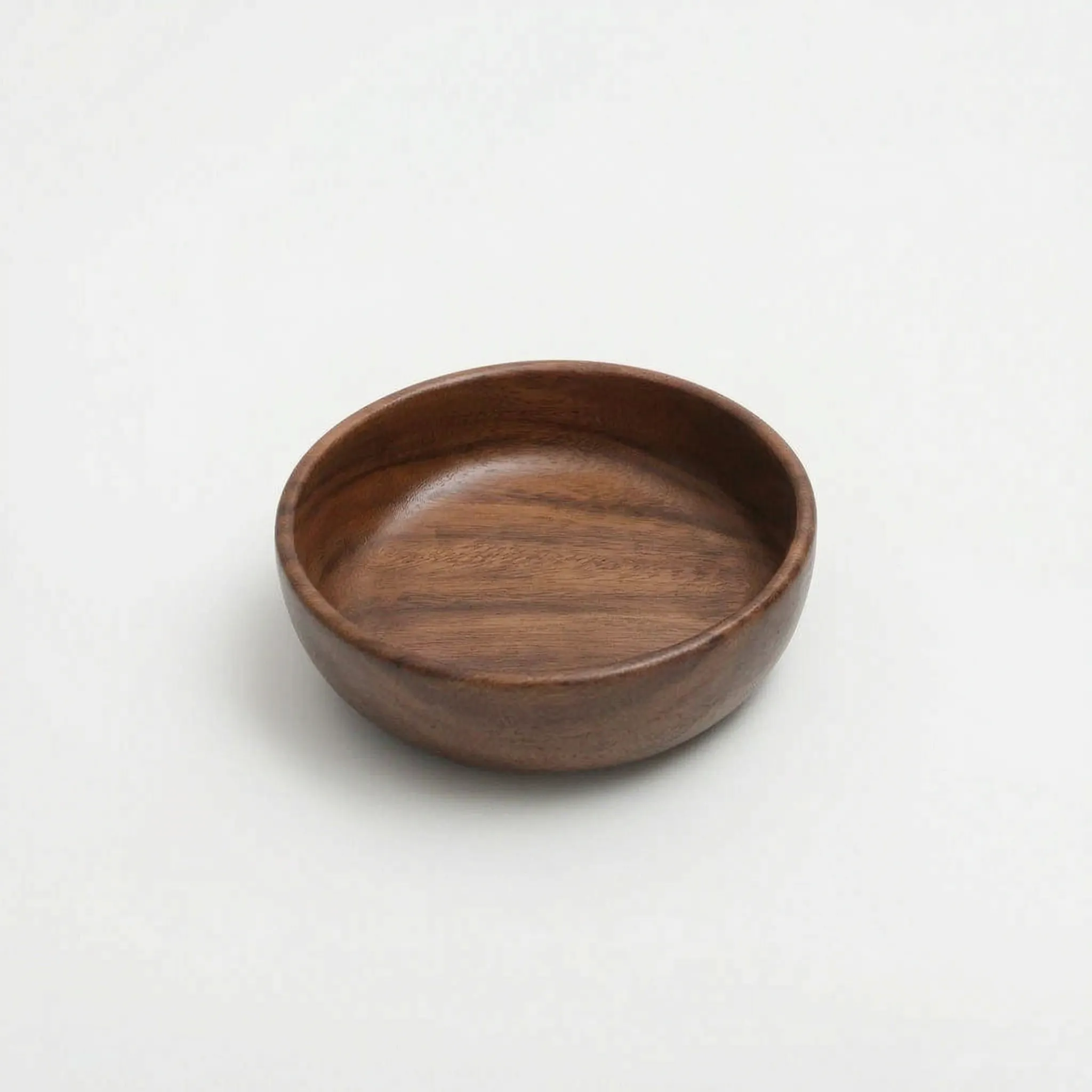Solid Small Wood Serving Bowl – Natural Walnut Bowl in a nice white studio. 