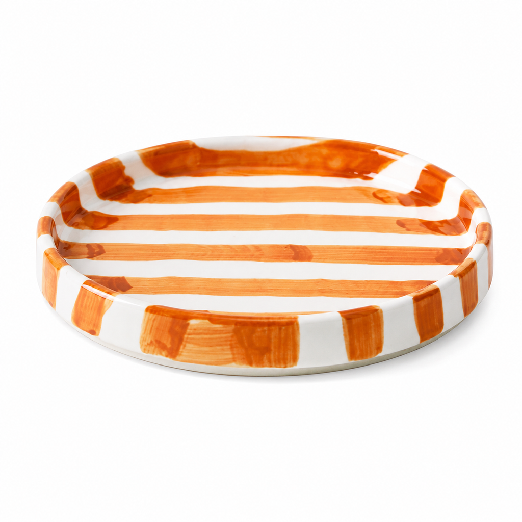 Hand Painted Striped Ceramic Plate