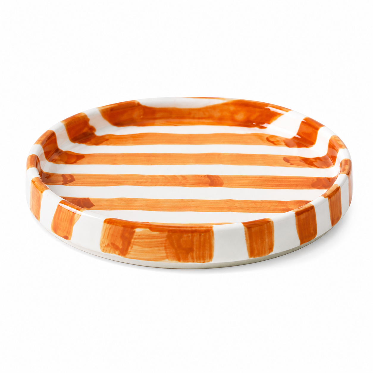 Hand Painted Striped Ceramic Plate