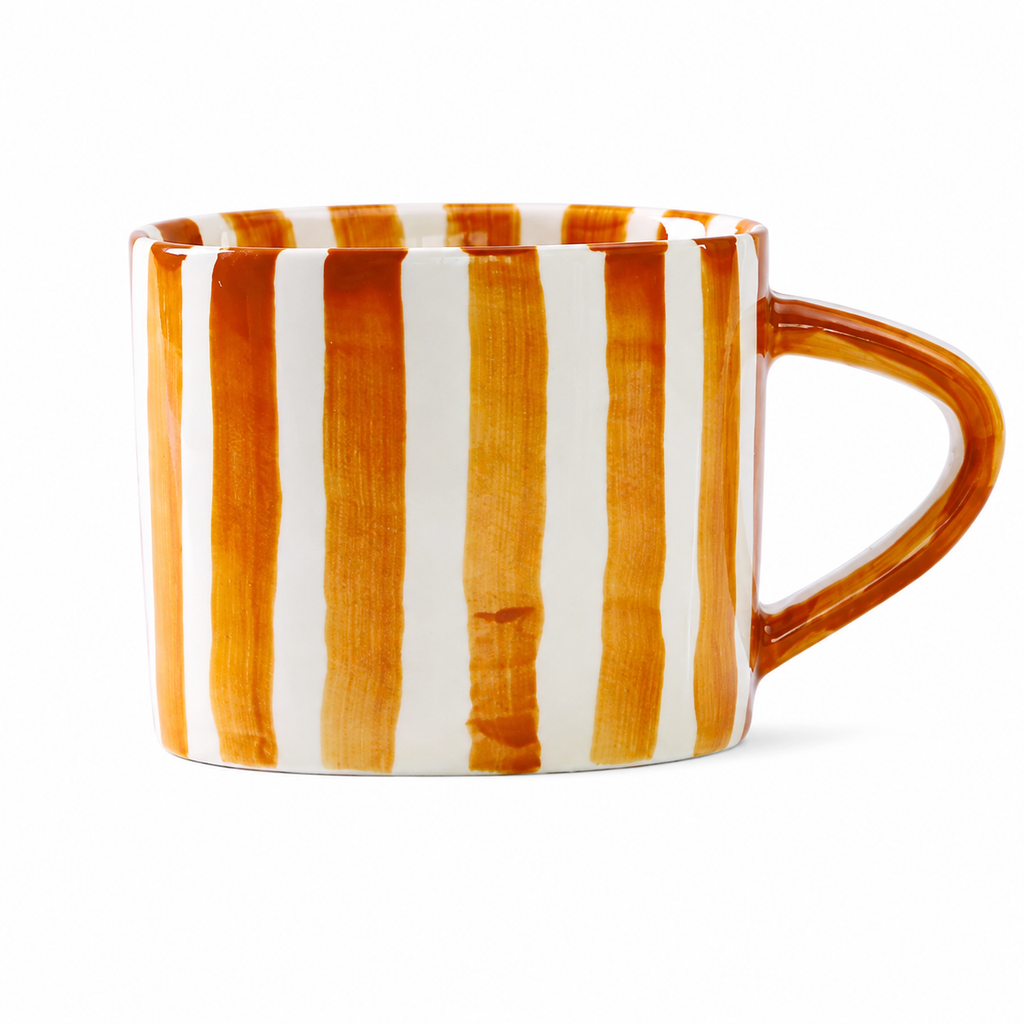 Hand Painted Striped Ceramic Mug