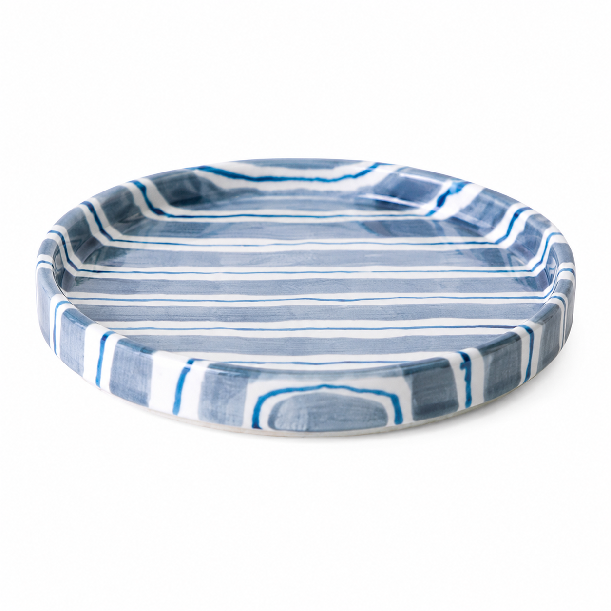 Hand Painted Striped Ceramic Plate
