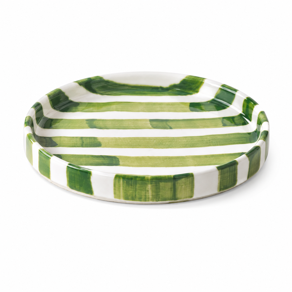 Hand Painted Striped Ceramic Plate