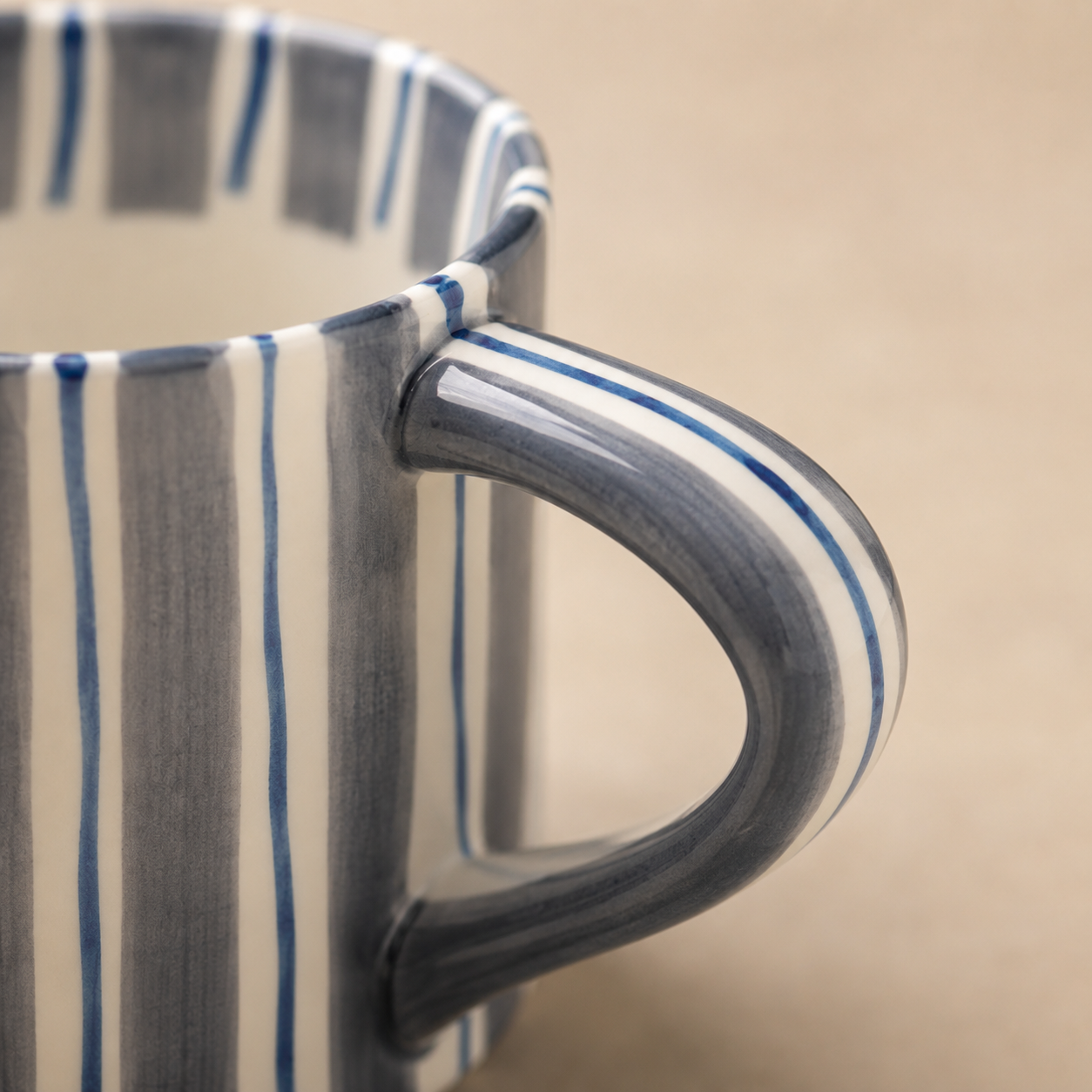 Hand Painted Striped Ceramic Mug
