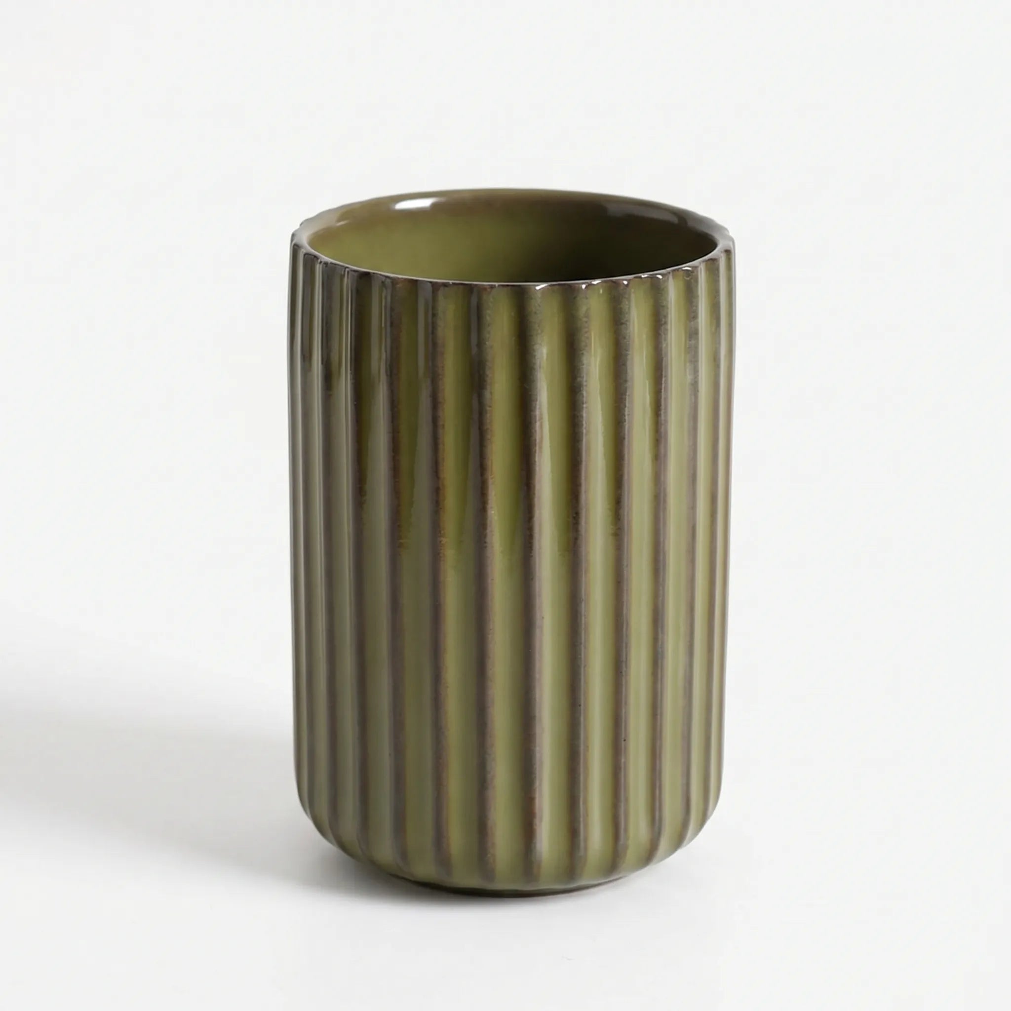 Tall Handleless Ribbed Mugs – Set of 4