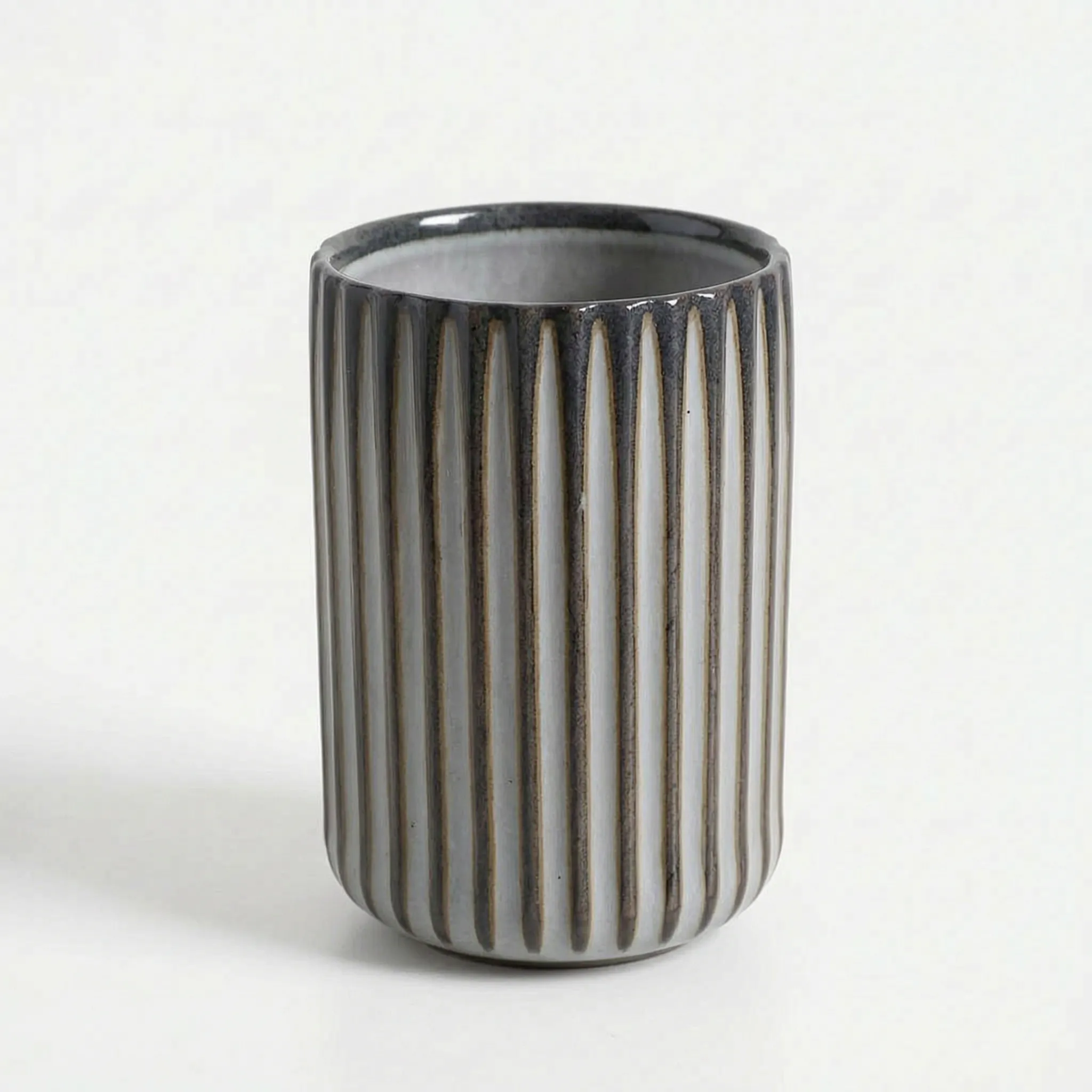 Tall Handleless Ribbed Mugs – Set of 4