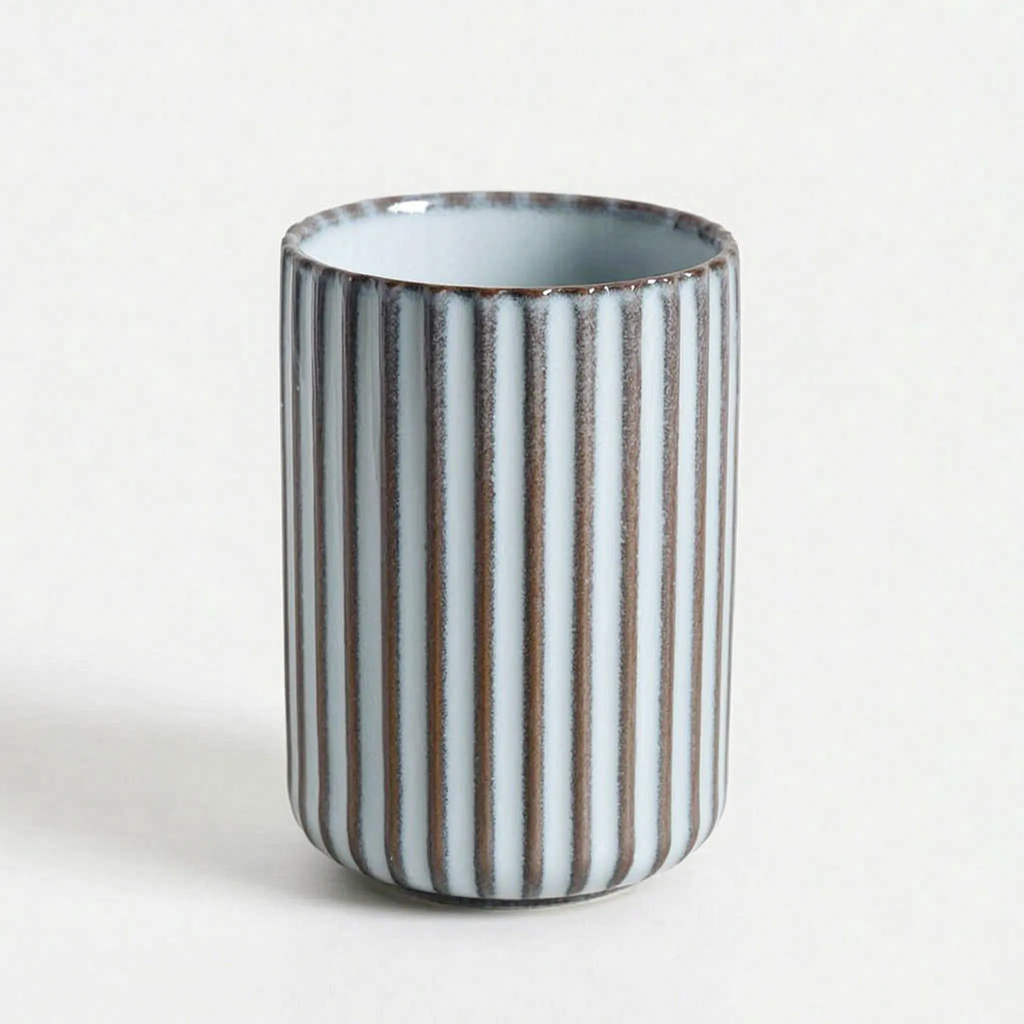 Tall Handleless Ribbed Mugs – Set of 4