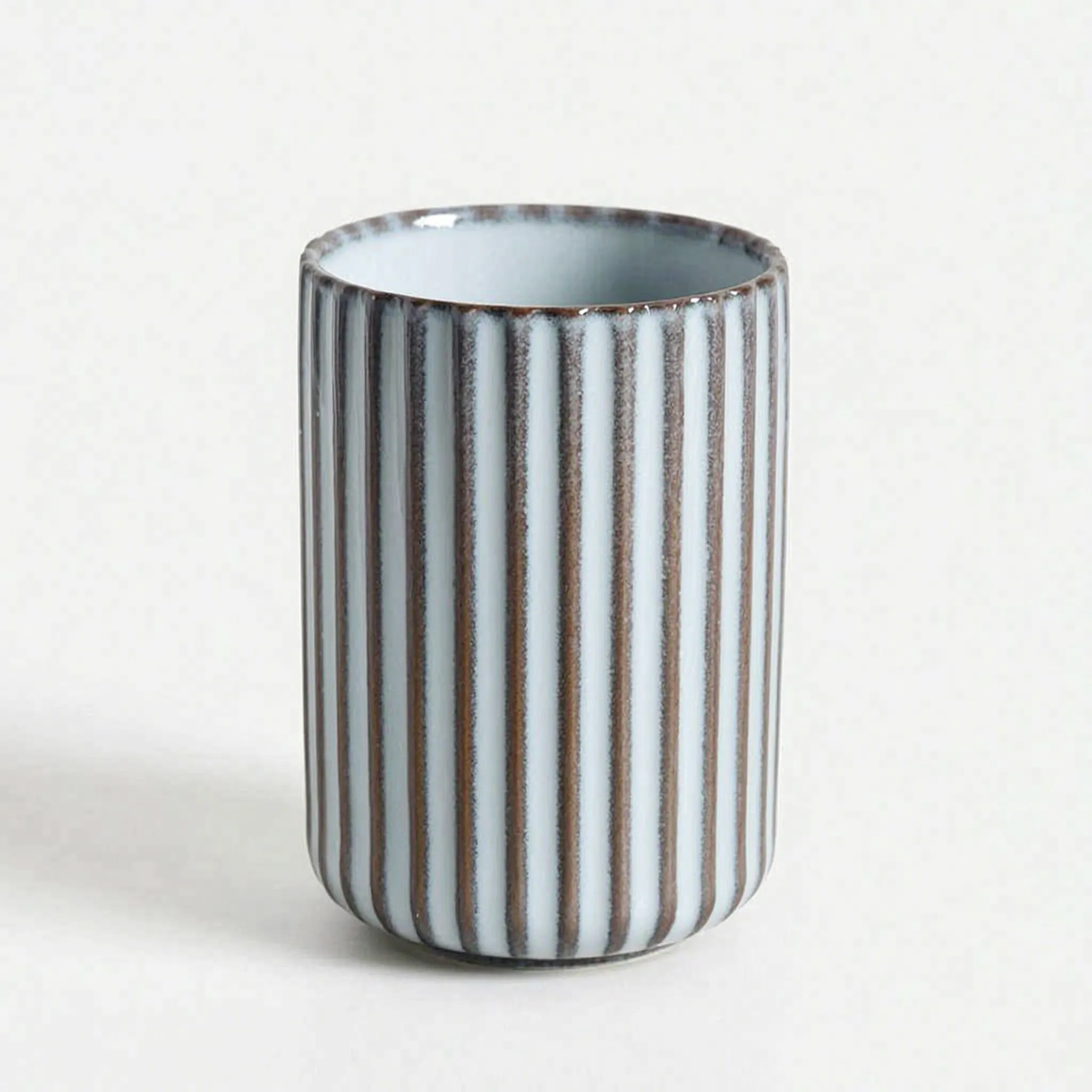 Tall Handleless Ribbed Mugs – Set of 4