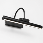 Black wall-mounted LED light fixture on a white background