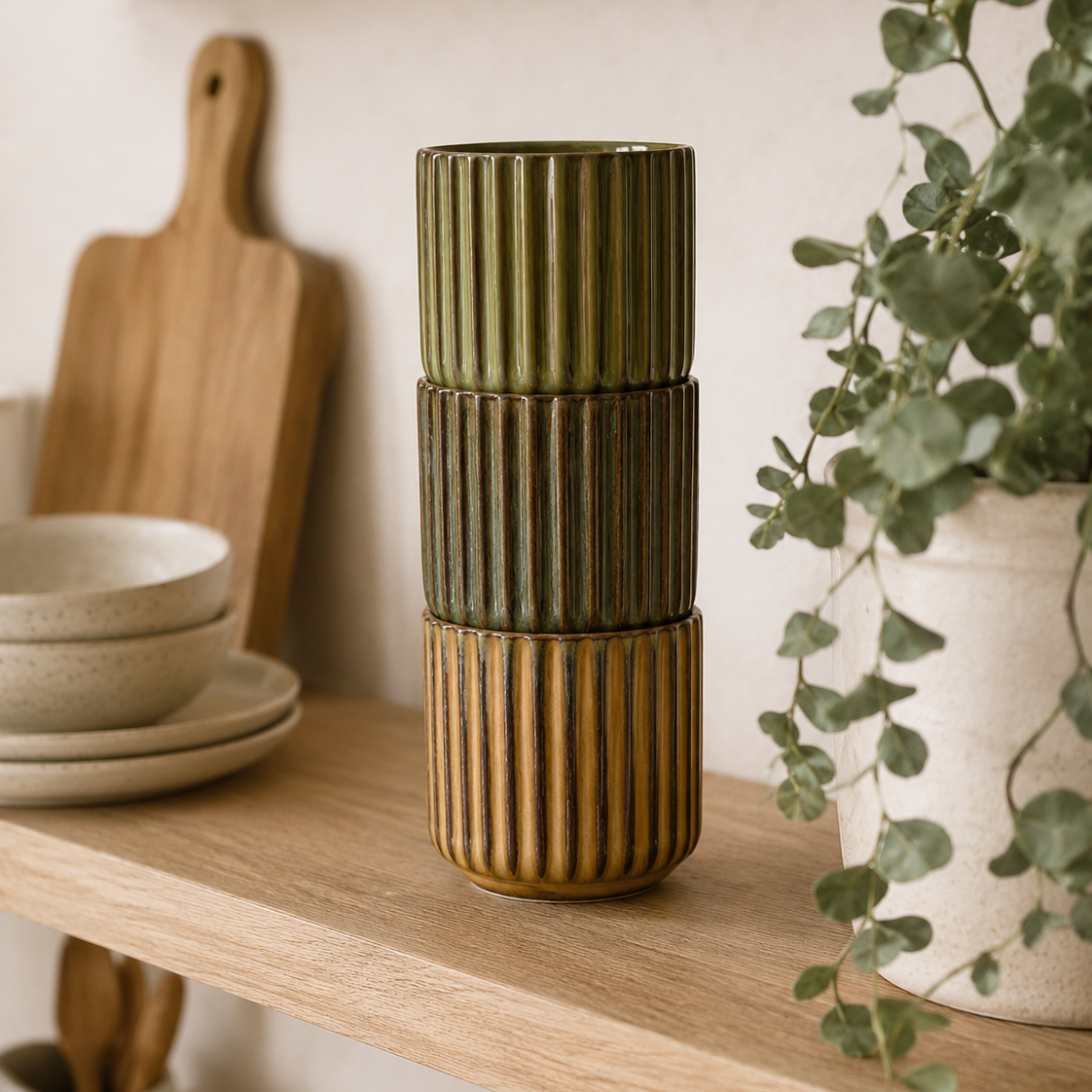 Ribbed Espresso Cups – Set of 4 Foryuni