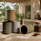 Tall Handleless Ribbed Mugs – Set of 4 Foryuni