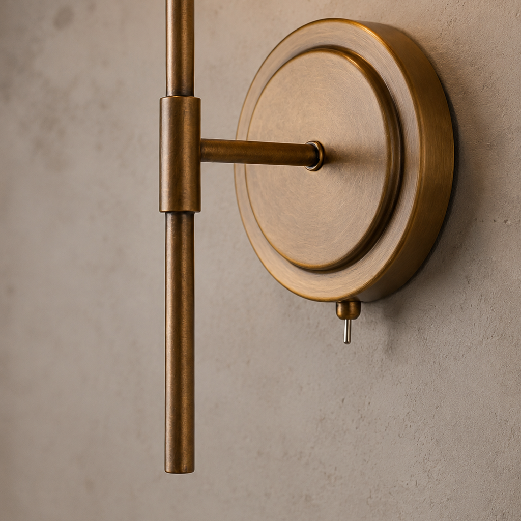 Pleated Fabric Wall Sconce – Brass Arm Wall Light with White Gathered Shade Details Brass