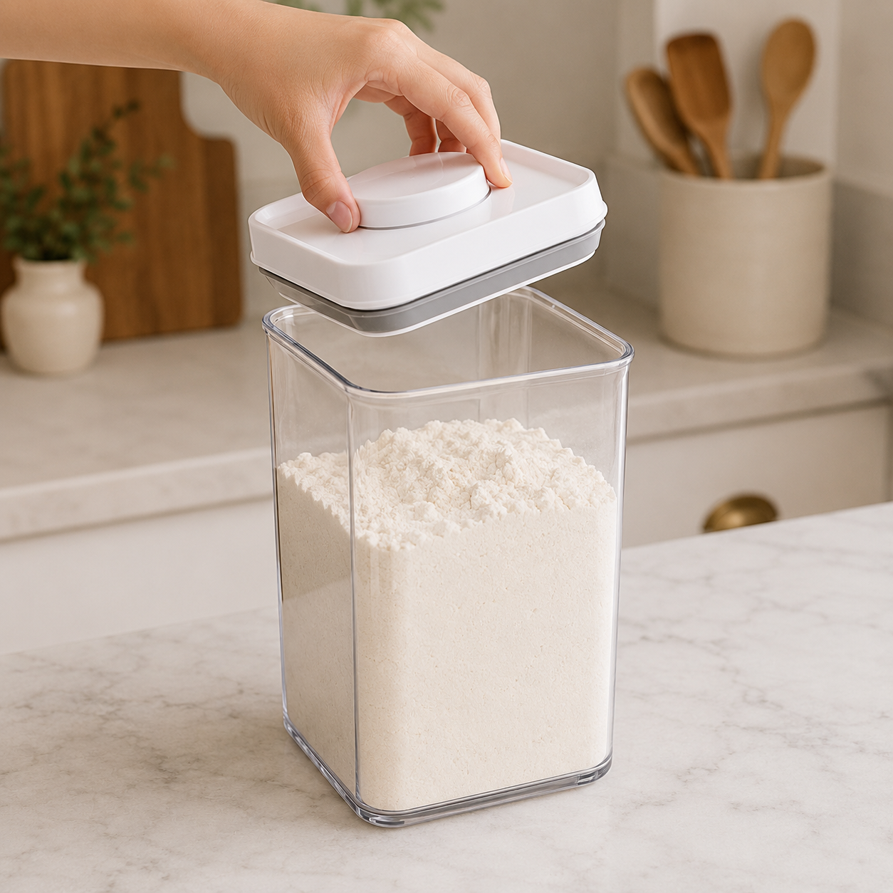 Transparent Stackable Storage Containers with Push-Down Lid – Clear Airtight Kitchen Organizer for Pantry & Fridge Foryuni