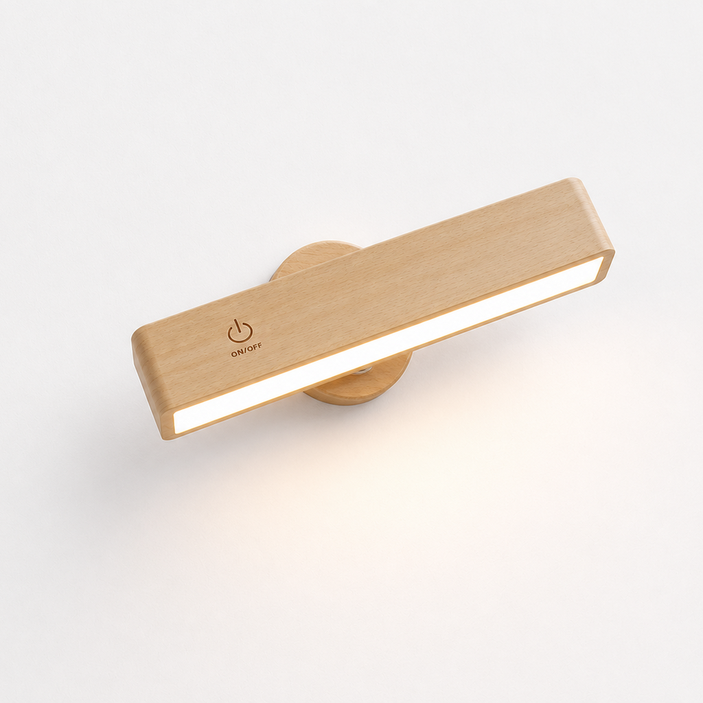 Wooden wall light fixture on a white background