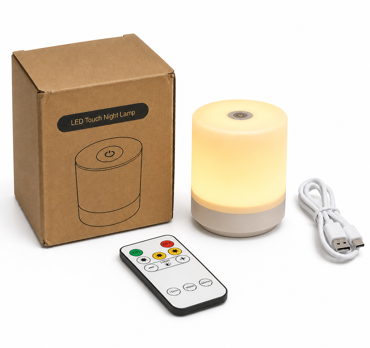 LED Touch Night Lamp with Remote – Dimmable 3-Color Rechargeable Bedside Light Foryuni
