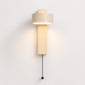 Stone & Wood Wall Sconce – Natural Cave Stone LED Wall Light with Pull Chain Foryuni