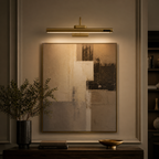 Gold Picture Light with Remote – Rechargeable Wireless Wall Art Light, Dimmable 3 Color Temperatures Foryuni