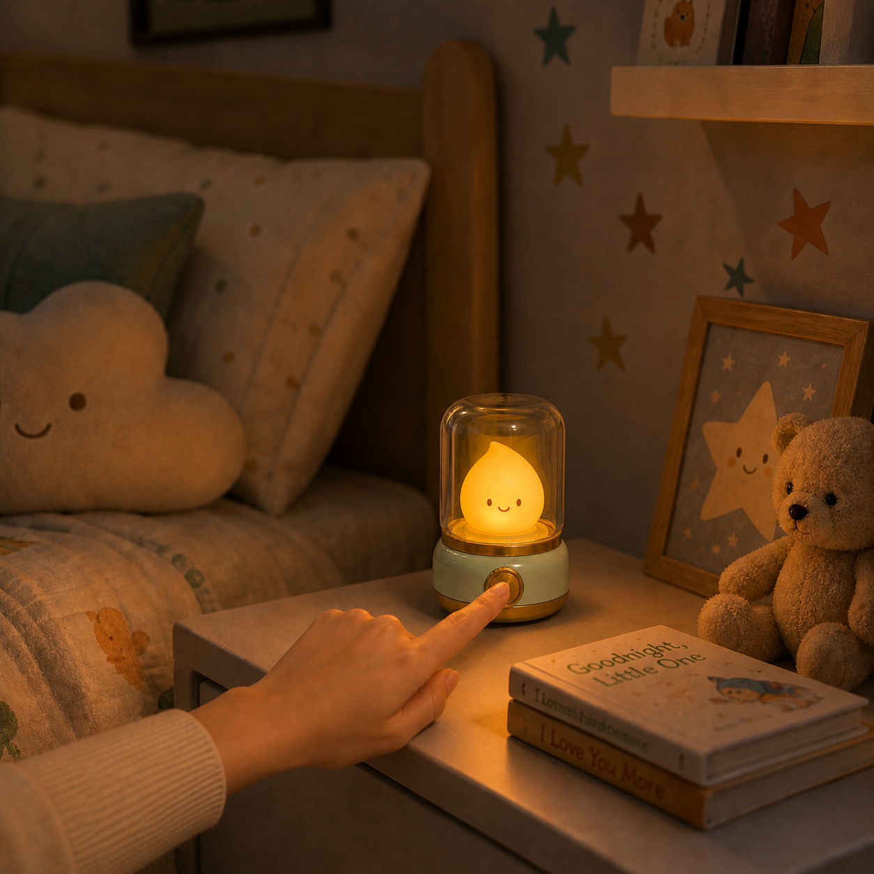 Mini Cute LED Night Lamp – Rechargeable Cartoon Bedside Light for Bedroom & Home Decor Foryuni