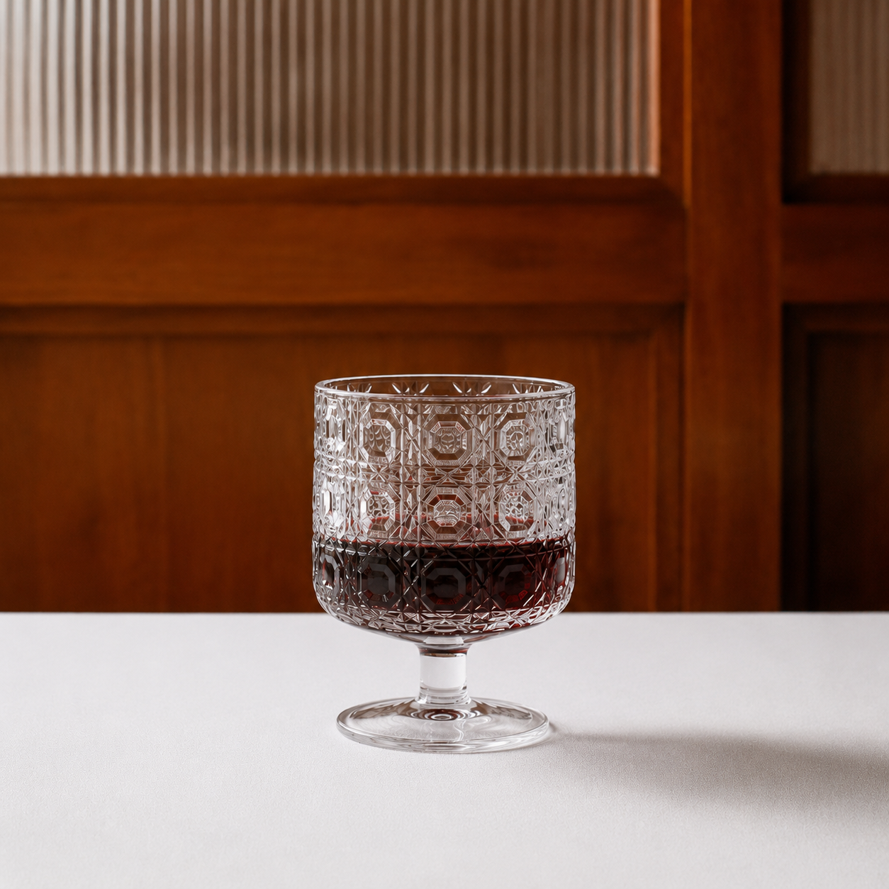 Retro Pressed Glass Tumbler — Design A8 Foryuni