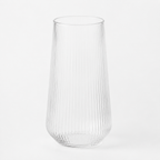 Ribbed Drinking Glass – Textured Clear Water Glass - 4 Pieces Foryuni