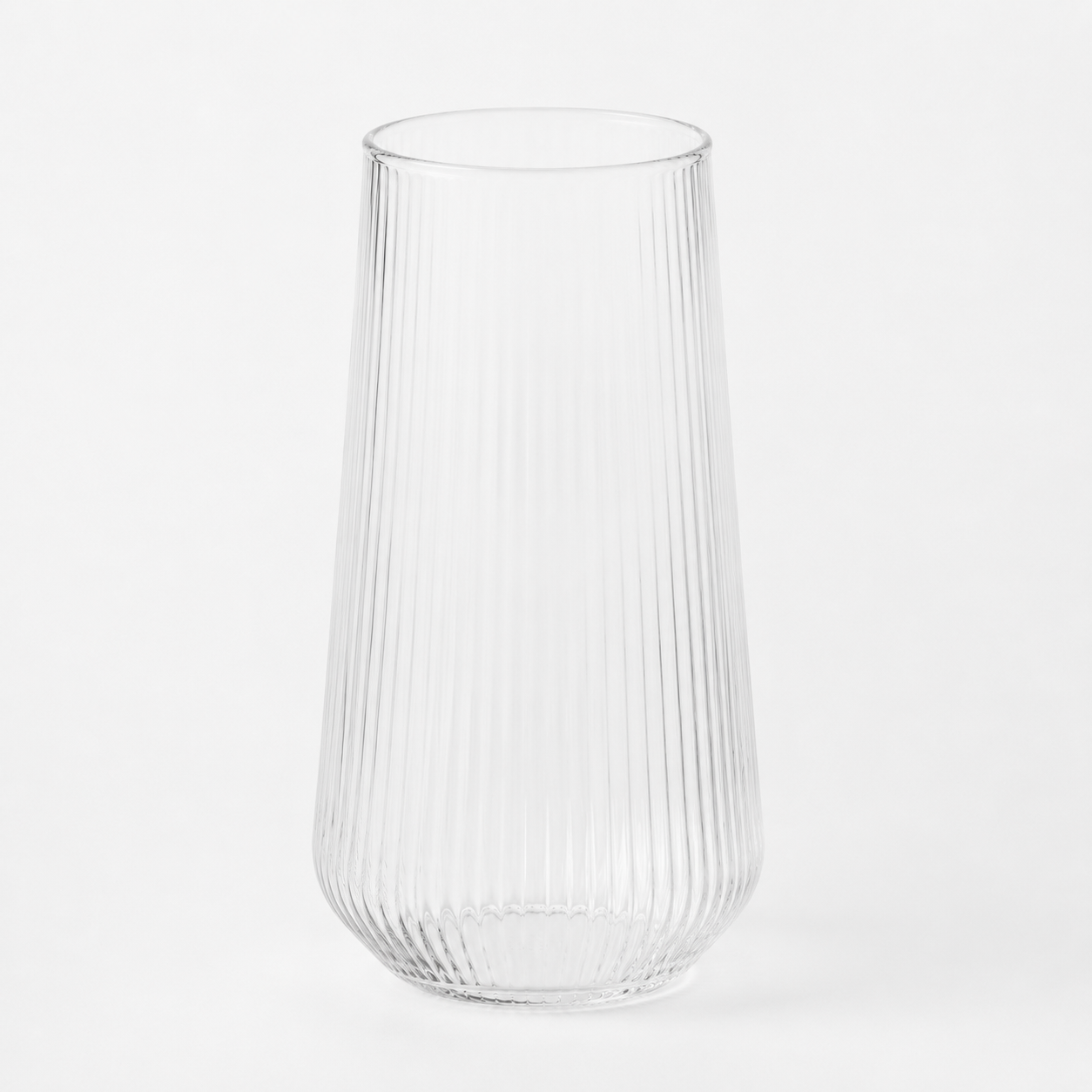 Ribbed Drinking Glass – Textured Clear Water Glass - 4 Pieces Foryuni