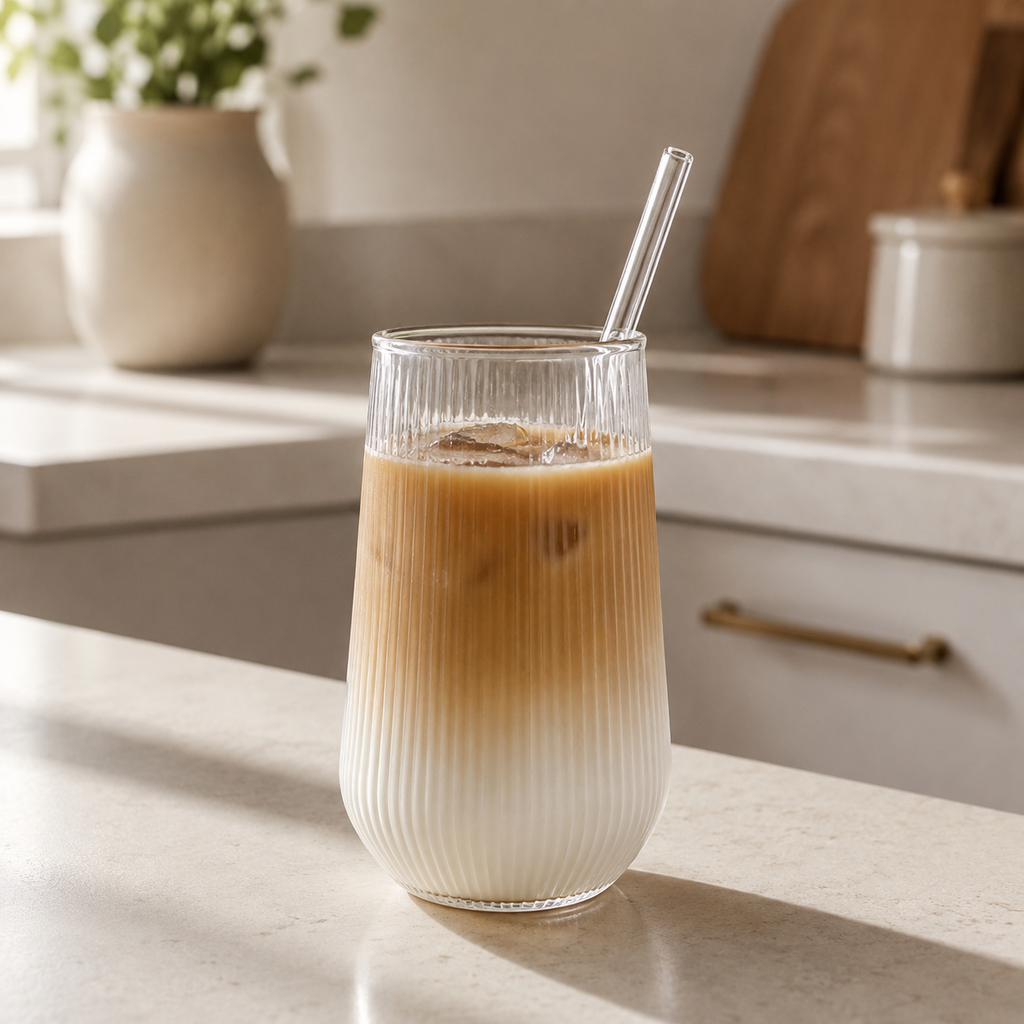 Ribbed Drinking Glass – Textured Clear Water Glass Foryuni