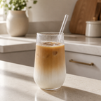 Ribbed Drinking Glass – Textured Clear Water Glass Foryuni