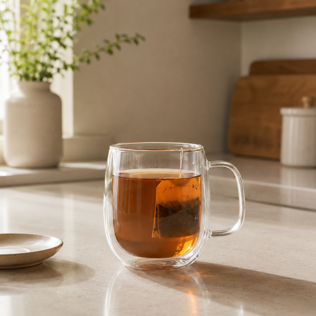 Double Wall Glass Coffee Cup with Handle – Insulated Clear Tea & Espresso Mug Foryuni