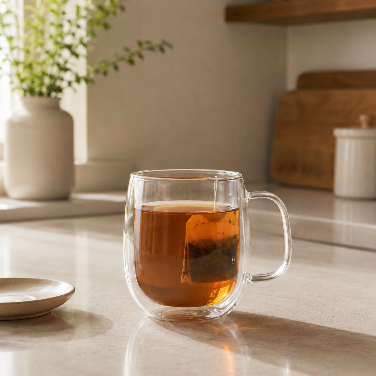 Double Wall Glass Coffee Cup with Handle – Insulated Clear Tea & Espresso Mug Foryuni