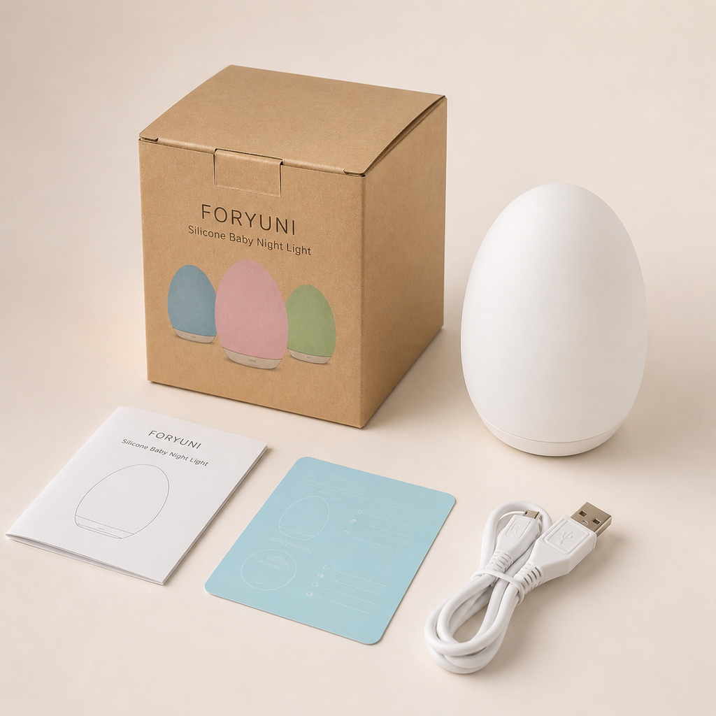 Silicone Baby Night Light – Dimmable Nursery Lamp with Color Changing Touch Control Foryuni