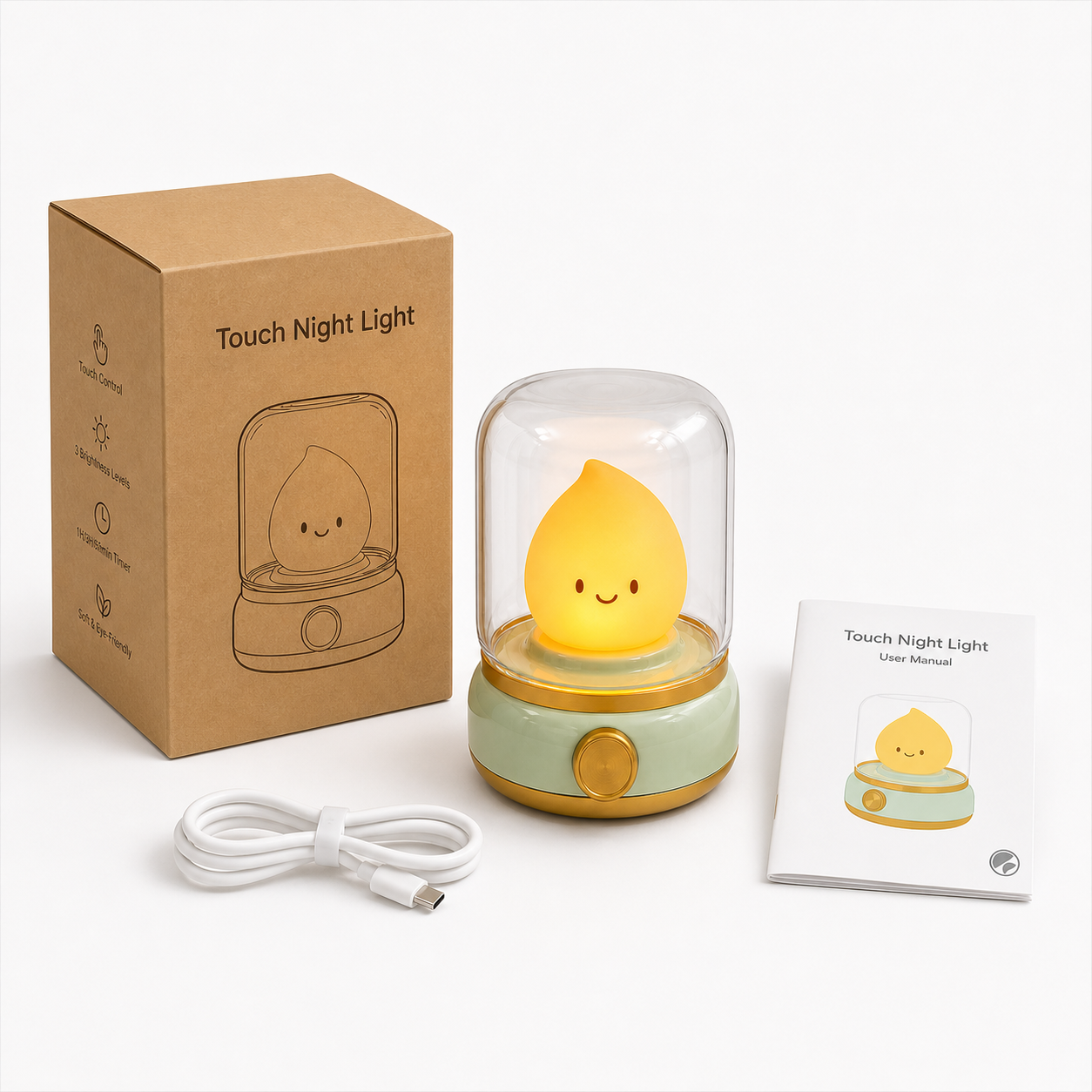 Mini Cute LED Night Lamp – Rechargeable Cartoon Bedside Light for Bedroom & Home Decor Foryuni