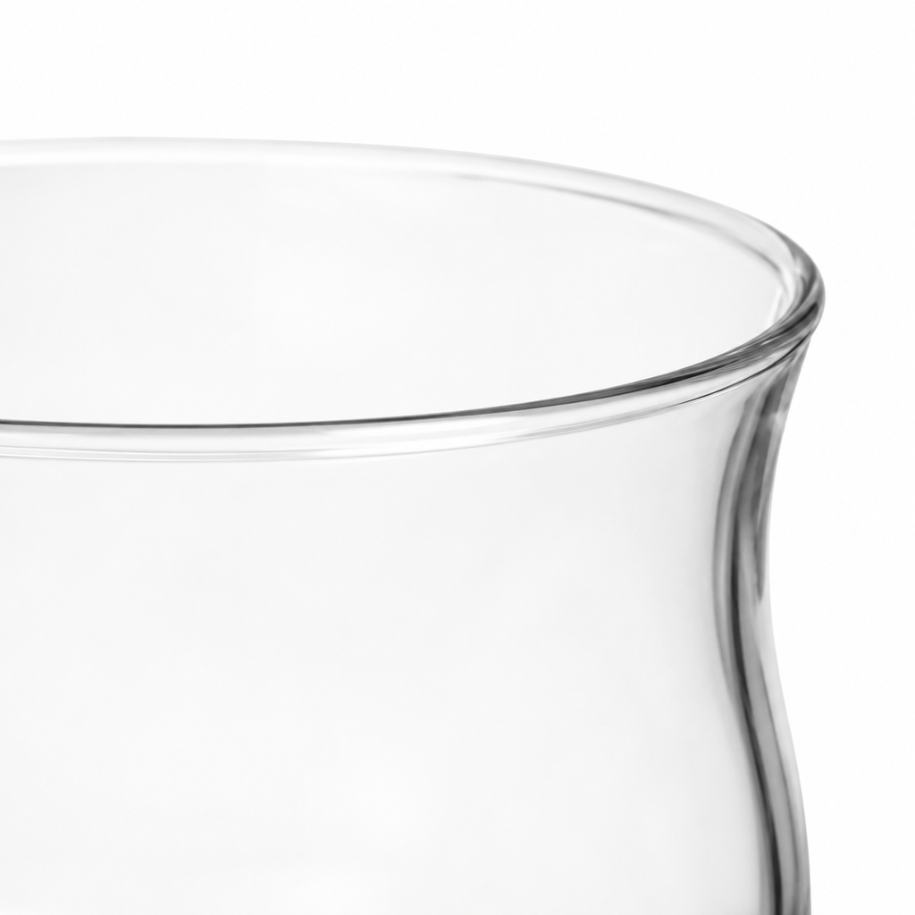 Close-up of a clear glass on a white background