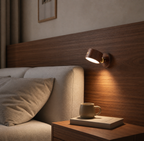 Wooden Magnetic Wall Light – Dimmable 360° Rotating Rechargeable Wall Sconce, No-Drill Foryuni